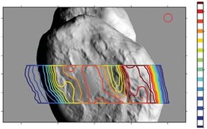 Carte de température de la surface (en iso-contours) mesurée par l'instrument&nbsp;(...)
