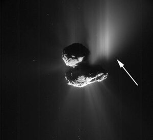 Vue de la comète 67P pendant le sursaut d'activité le 10 juillet (...)
