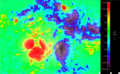 Carte de champ magnétique d'un groupe de taches solaires