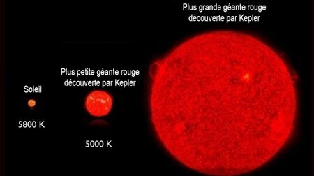 Comparaison des tailles des géantes rouges découvertes par Kepler