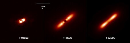 Simulation du système AU Microscopii, entouré d'un disque de poussières