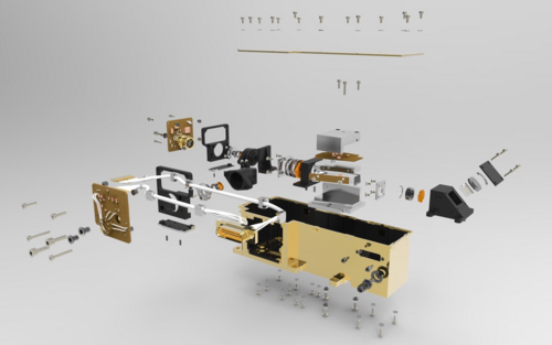 Vue éclatée du spectromètre infrarouge de SuperCam