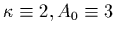 $\kappa \equiv 2, A_0\equiv 3$