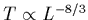 $T\propto L^{-8/3}$