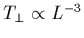 $T_{\perp}\propto L^{-3}$