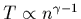 $T \propto n^{\gamma - 1}$